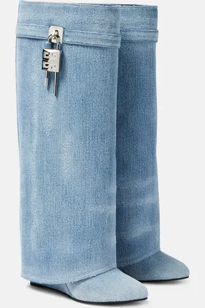 Givenchy Shark Lock washed denim boots