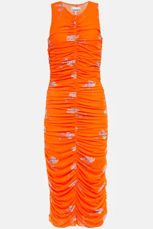 Ganni Floral ruched midi dress