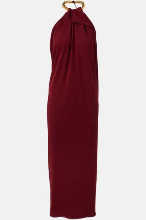 Gucci Draped silk crÃªpe sablÃ© midi dress