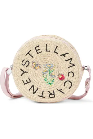 Stella McCartney Logo straw shoulder bag