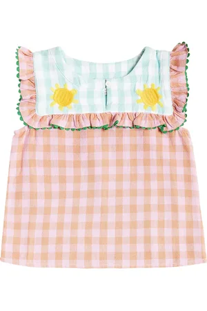 Stella McCartney Gingham ruffled cotton top