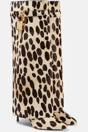 Givenchy Shark Lock pony hair knee-high boots