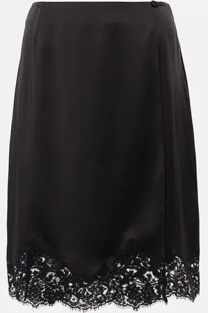 Stella McCartney Guipure lace-trimmed satin midi skirt