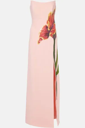 Costarellos Margita floral crÃªpe corset gown