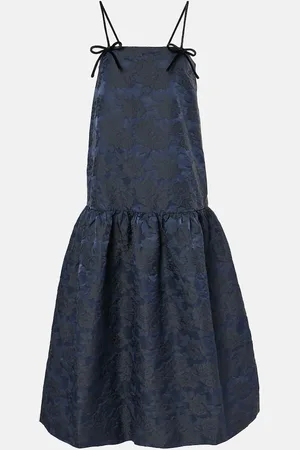 Ganni Bow-detail floral jacquard midi dress