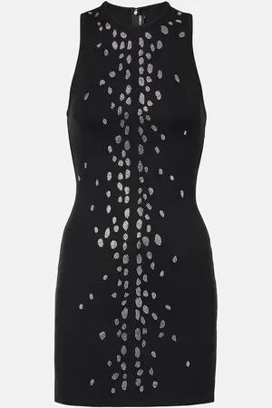 DAVID KOMA Crystal-embellished jersey minidress