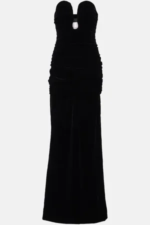 Carolina Herrera Ruched velvet bustier gown