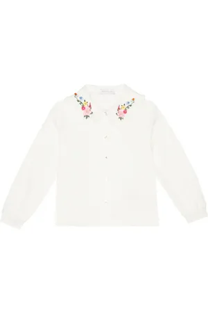 MONNALISA Floral embroidered twill shirt