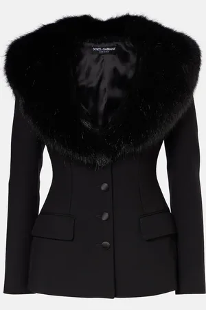 Dolce & Gabbana Faux fur-trimmed wool-blend blazer