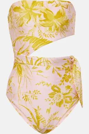 ZIMMERMANN Golden Scarf cut-out floral swimsuit