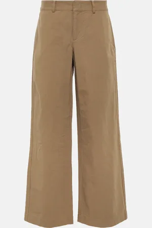 Vince High-rise cotton twill wide-leg pants