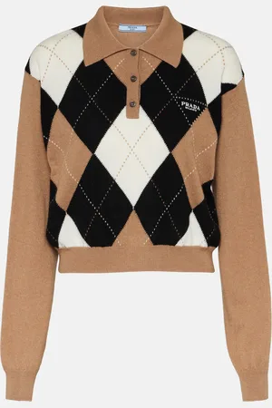 Prada Argyle cashmere polo sweater