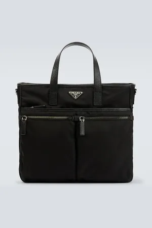 Prada Re-Nylon leather-trimmed tote bag