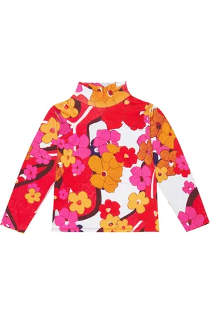 ERL Floral turtleneck cotton jersey top