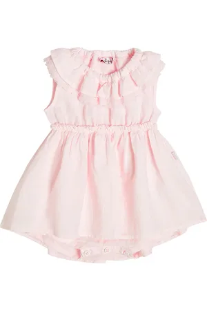 Il gufo Baby ruffle-trimmed linen dress