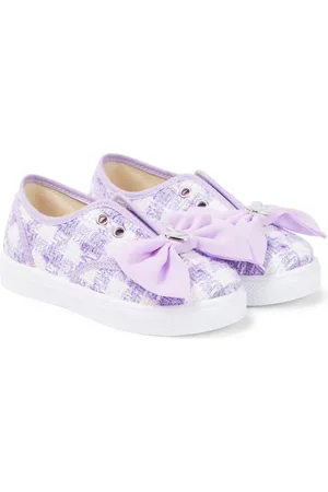 MONNALISA Bow-detail houndstooth bouclÃ© sneakers