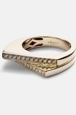 Rainbow K Handcuff 9kt gold ring with diamonds