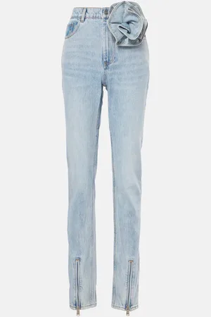 AREA Floral-appliquÃ© high-rise straight jeans