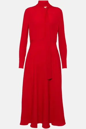 VALENTINO Tie-neck silk midi dress