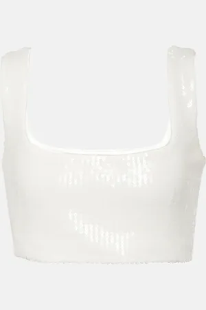 GALVAN Bridal Beating Heart sequined crop top