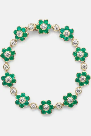 Anita Flora 18kt yellow gold bracelet with emeralds and diamonds