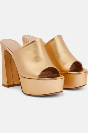 Gianvito Rossi Holly metallic leather platform mules