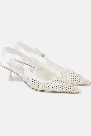 Jimmy Choo Amel 50 embellished mesh slingback pumps