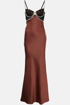 Self-Portrait Embellished satin gown