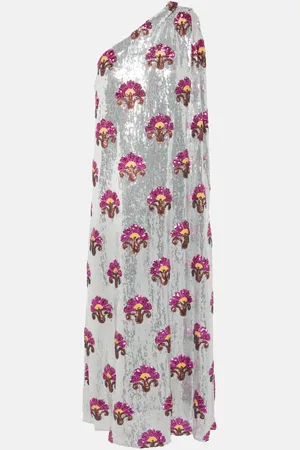La DoubleJ Roy sequined one-shoulder midi dress