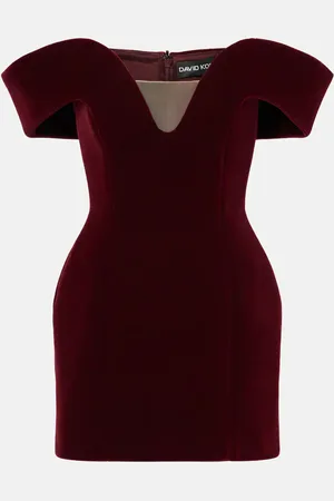 DAVID KOMA Off-shoulder velvet minidress