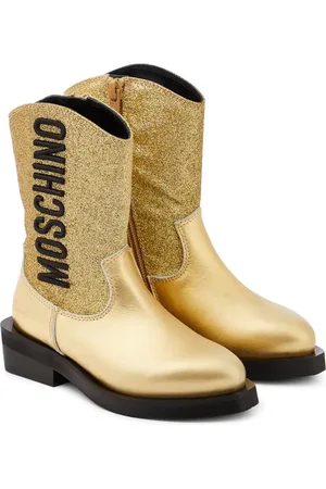Moschino Logo glitter leather cowboy boots