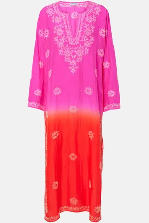 Juliet Dunn Embroidered ombrÃ© silk kaftan
