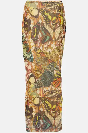 Jean Paul Gaultier Printed mesh maxi skirt