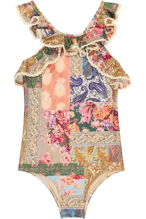 ZIMMERMANN Ruffle-trimmed paisley swimsuit