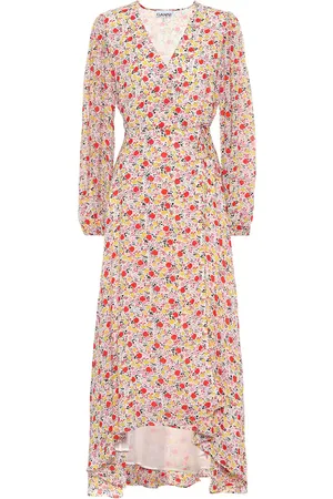 Ganni Floral georgette wrap dress