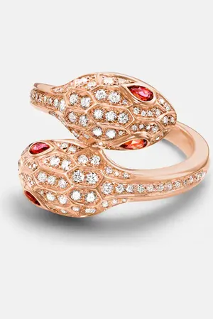 Bvlgari Serpenti Seduttori 18kt rose gold ring with diamonds and rubellites
