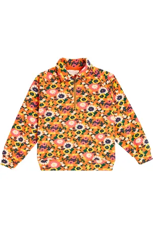 The Animals Observatory Seahorse floral cotton half-zip sweater