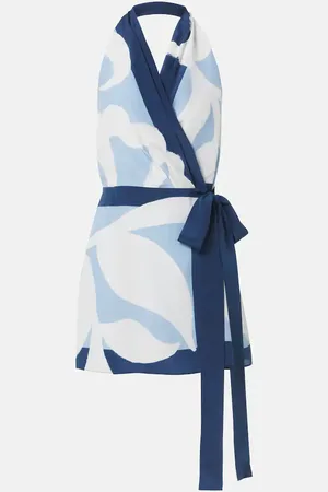 SIR Portia printed silk satin wrap dress
