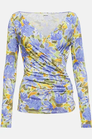 DRIES VAN NOTEN Floral ruched jersey top