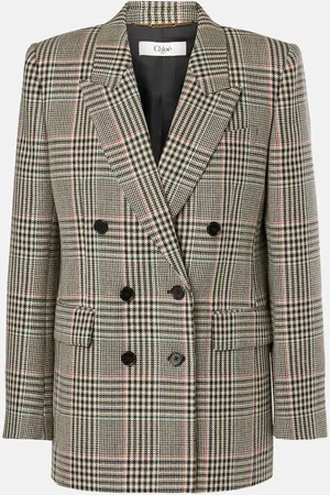 Chloé Double-breasted checked wool blazer