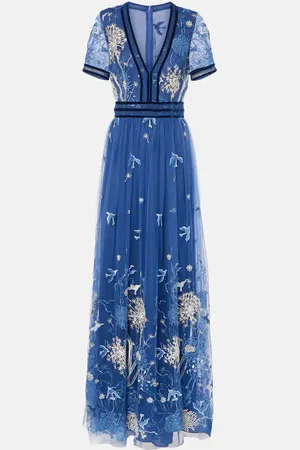 Costarellos Floral embroidered gown