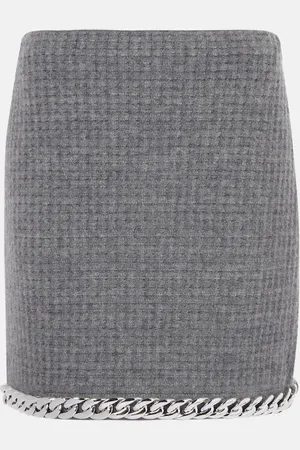 Tory Burch Chain-detail waffle-knit wool-blend miniskirt