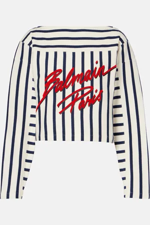 Balmain Logo striped cropped sweatshirt