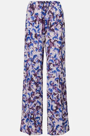 DRIES VAN NOTEN Printed mid-rise crÃªpe straight pants