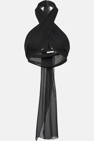 Ami Draped halterneck silk bra top