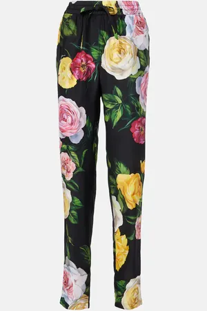 Dolce & Gabbana Floral silk straight pants