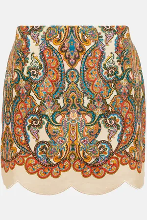 ZIMMERMANN Ottie scalloped paisley linen miniskirt