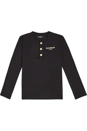 Balmain Logo cotton and wool top