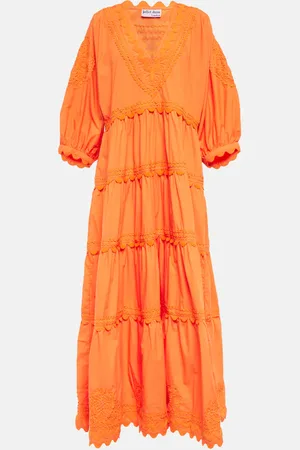 Juliet Dunn Embroidered cotton poplin maxi dress