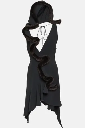 COPERNI Faux fur-trimmed jersey minidress